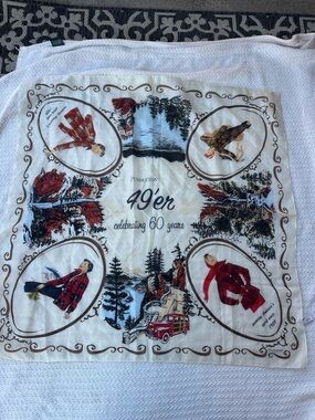 RARE Pendleton 49er Celebrating 60 Years Vintage silk Scarf - Red, White, Black